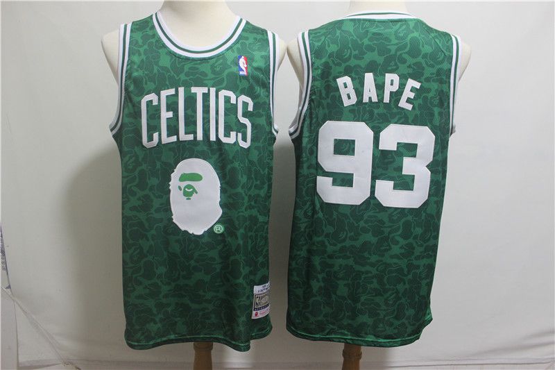 Men Boston Celtics 93 Bape Green Stitched NBA Jersey